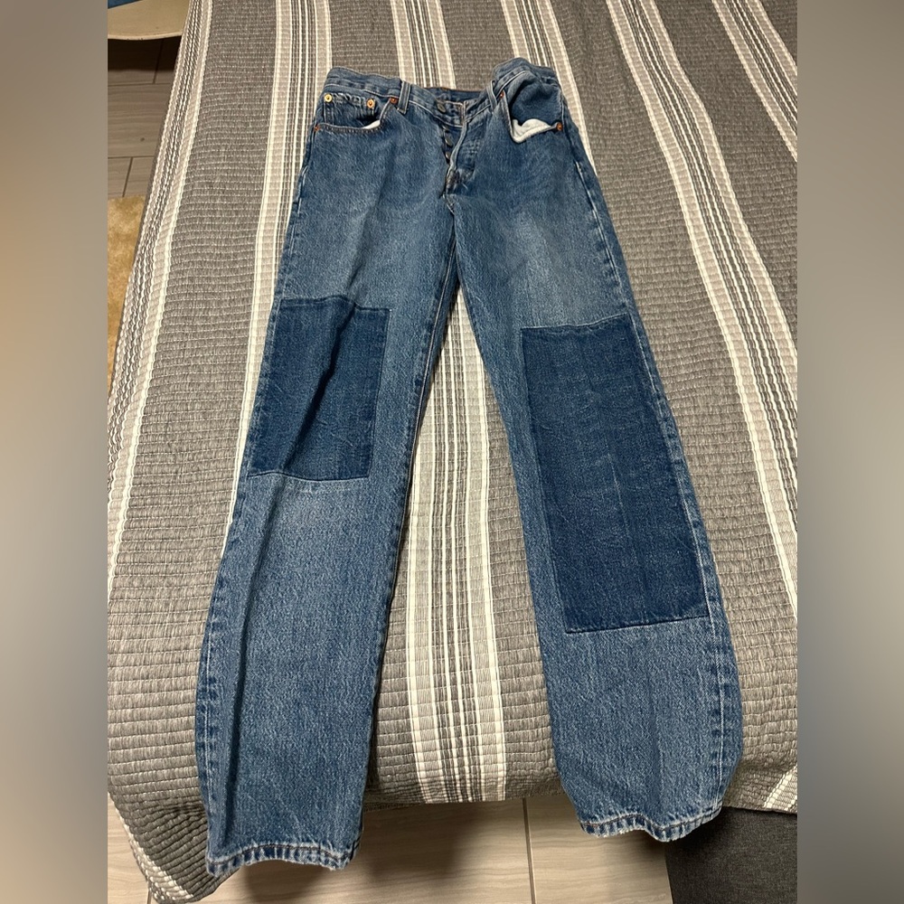 Levi's Women's 501 Blue Patchwork Jeans - image 1